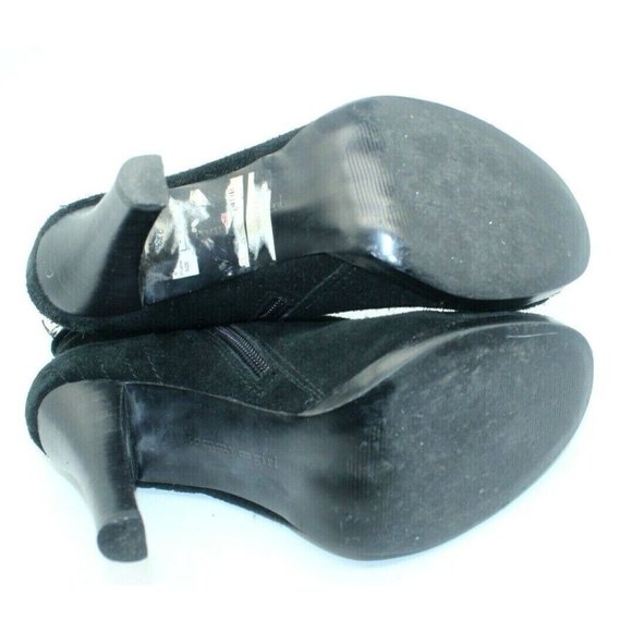 Tommy Girl Ankle Boots Womens 10 Black Suede Steampunk Zip Side Stiletto Heel - Picture 7 of 8